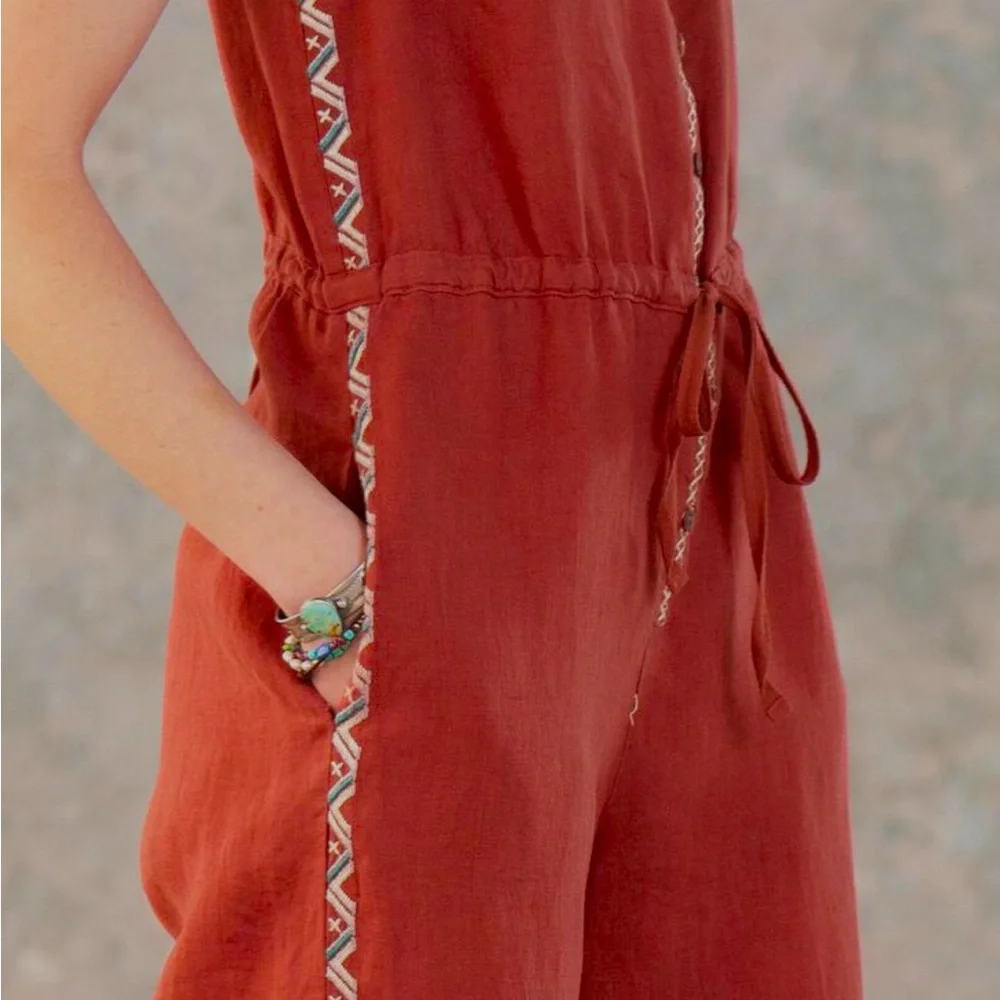 Johnny Was “Elia Linen Tie Jumpsuit”. New with tags! - Picture 7 of 8